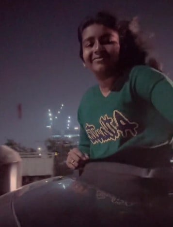 Aadhya Konidela while recreating one of her father