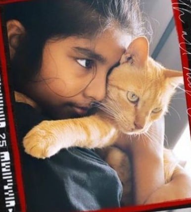 Aadhya Konidela with her pet cat