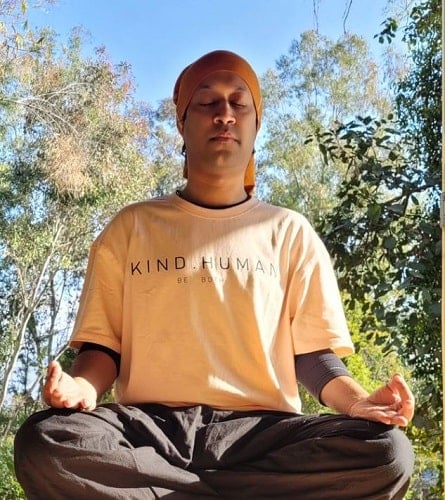 Aakash Dabhade doing yoga