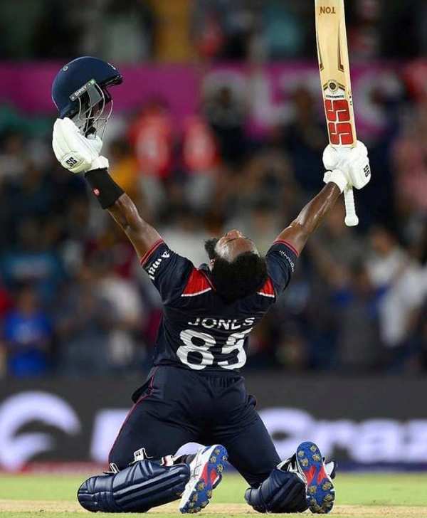 Aaron Jones during his match-winning innings against Canada in the 2024 T20 World Cup