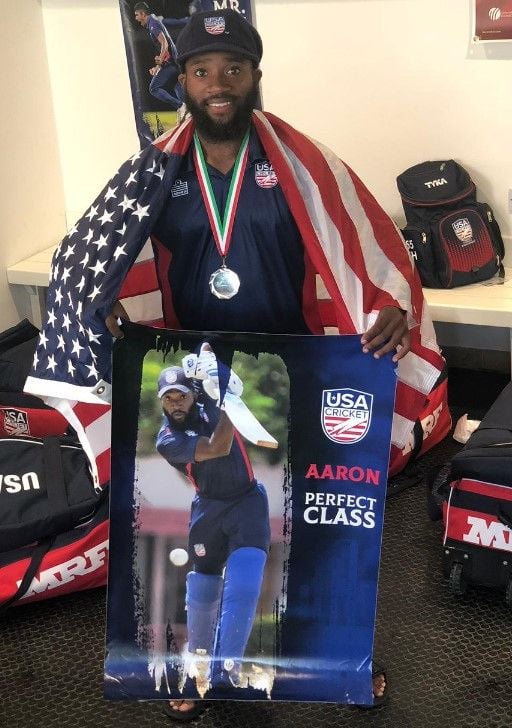 Aaron Jones during the 2018 ICC World Cricket League Division Three Championship