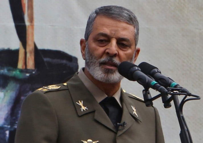 Abdolrahim Mousavi speaks during a rally outside the former US embassy in the capital Tehran on 4 November 2019 to mark the 40th anniversary of the Iran hostage crisis