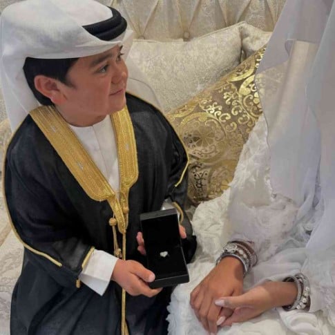 Abdu Rozik with his fiancee on their engagement day