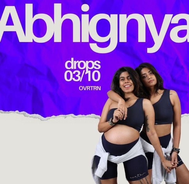 Abhignya Vuthaluru (right) during the photo shoot of Ovrtrn activewear brand
