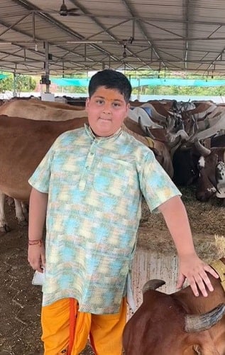 Abhinav Arora with cows