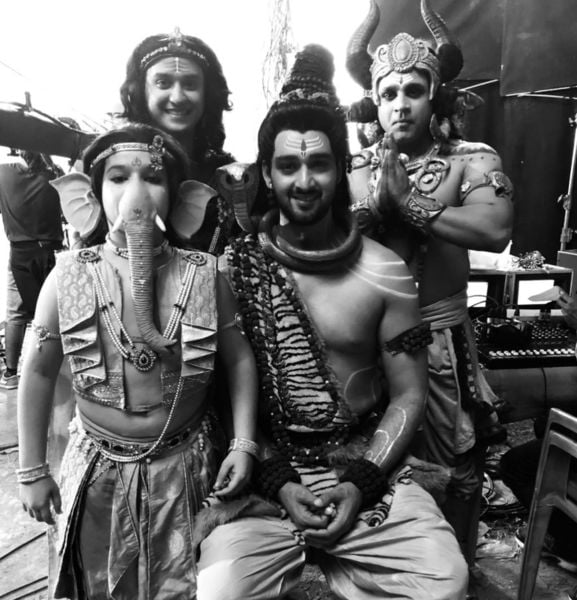 Abhishek Avasthi (extreme right) on the sets of the Hindi mythological TV series titled 