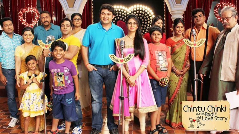 Abhishek Avasthi (fourth from left, wearing yellow) in a still from the Hindi TV serial titled 