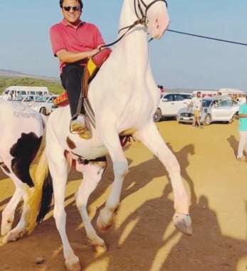 Abhishek Ghosalkar while riding a horse