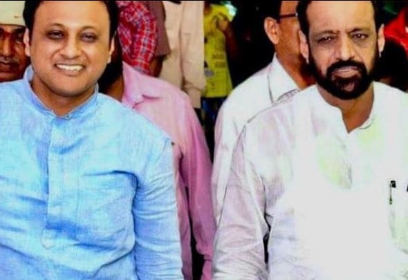 Abhishek Ghosalkar with his father during a political rally