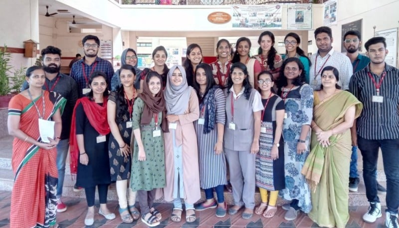 Abhishek Jayadeep (extreme right) during the final year of his college