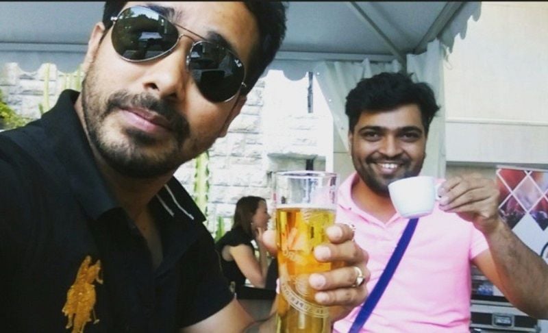 Abhishek Pathak drinking beer