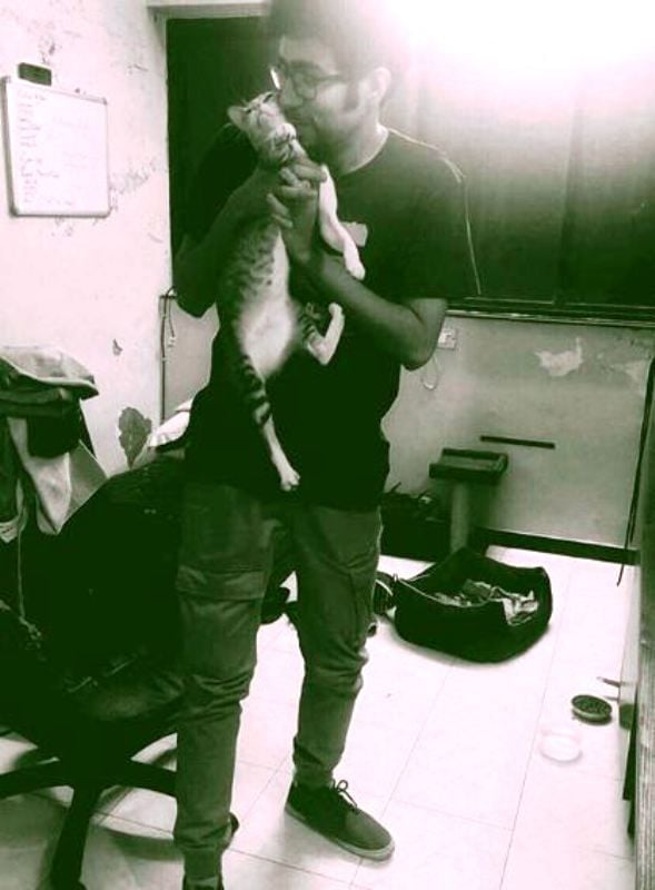 Abhishek Upmanyu with His Cat