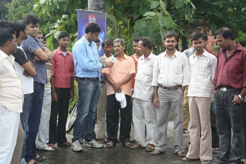 Adarsh Jha (Blue shirt) during his stint at the India News