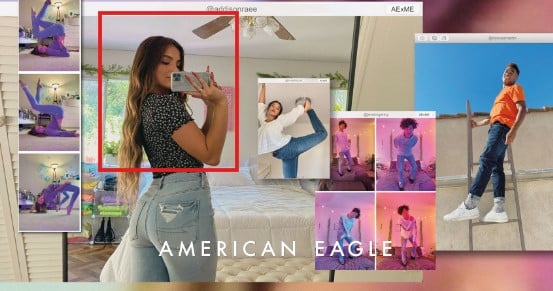Addison Rae while posing for American Eagle