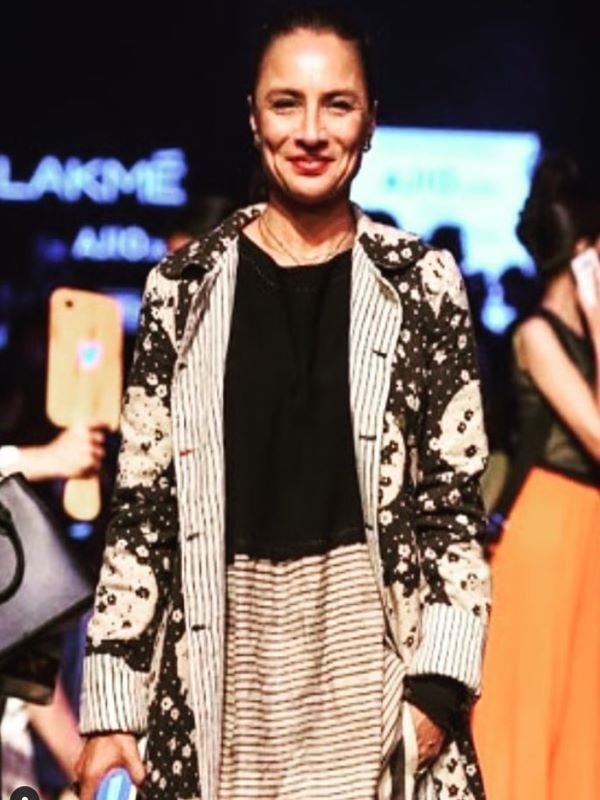 Adhuna Akhtar while posing at a ramp walk