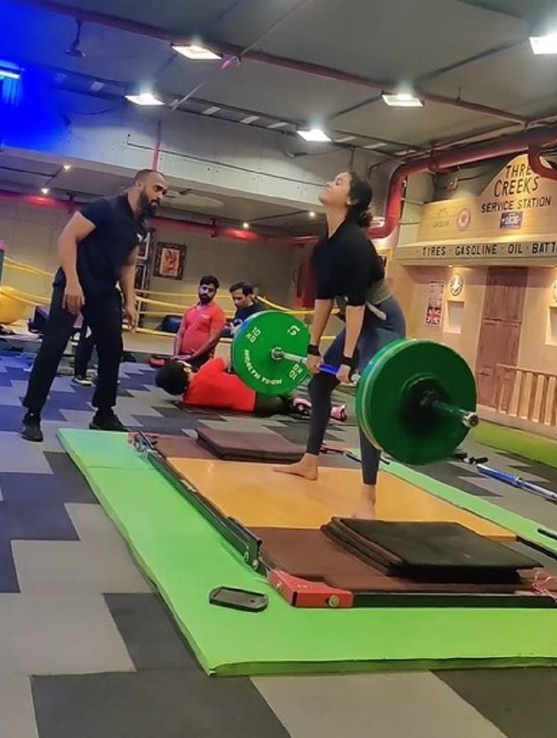 Adithi Kalkunte working out in the gym