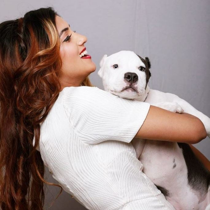 Aditi Aarya with a dog