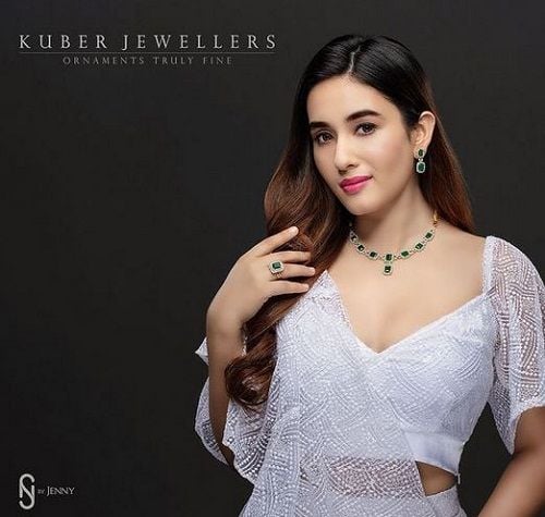 Aditi Budhathoki in a print advertisement of Kuber Jewellers