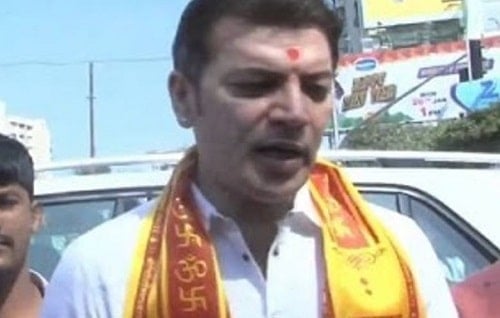 Aditya Pancholi while going to a temple