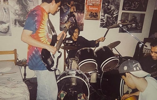 Adnan Hussain practising with his band