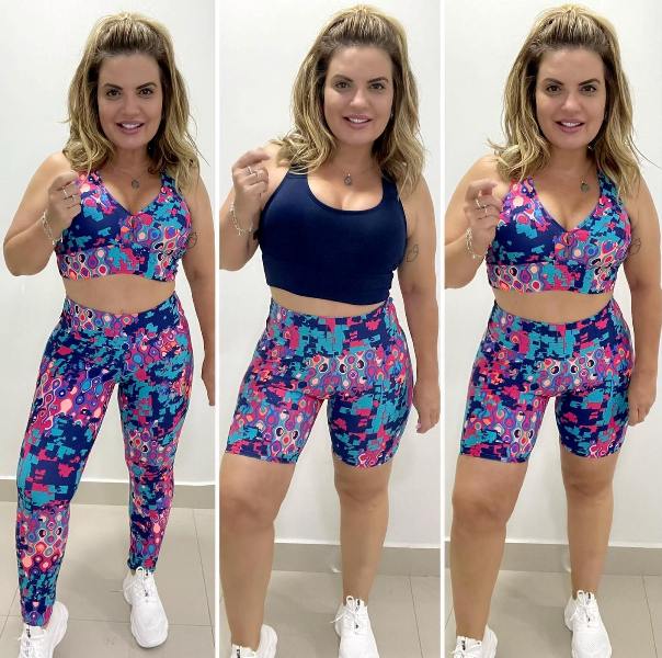 Adriana Thyssen displaying clothes of her clothing line, Drika