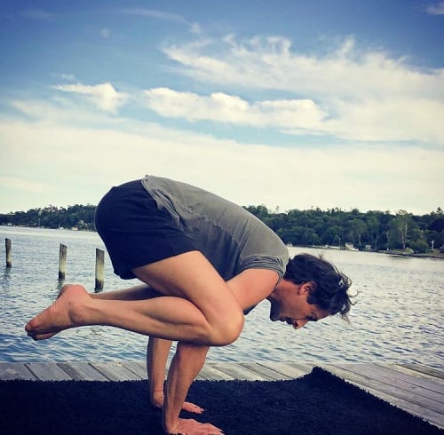 Adrien Brody doing yoga
