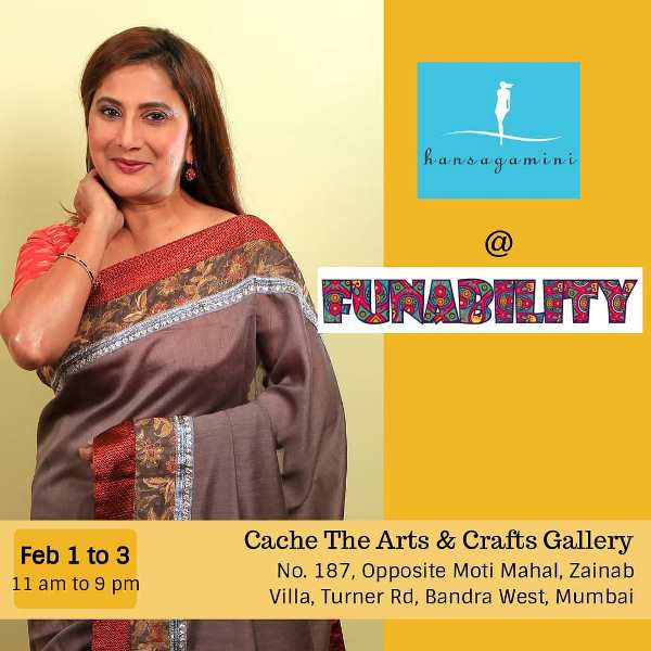 Advertisement poster of Nivedita Joshi Saraf exhibiting her Delilah collection of sarees in Mumbai