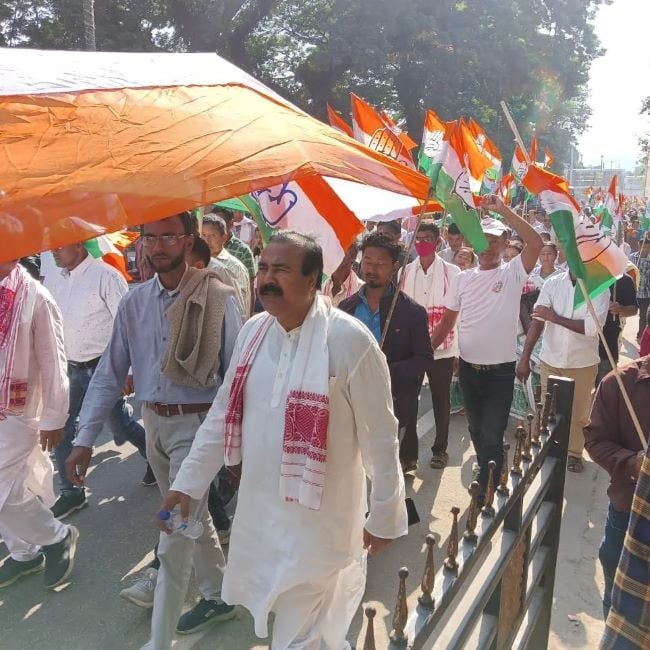 Aftab Uddin Mollah (right) during the Bharat Jodo Yatra