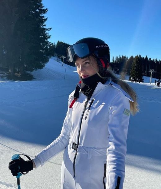 Agathe skiing on the mountain