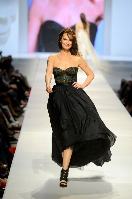 Agnieszka Maciąg, while walking the ramp at a fashion show