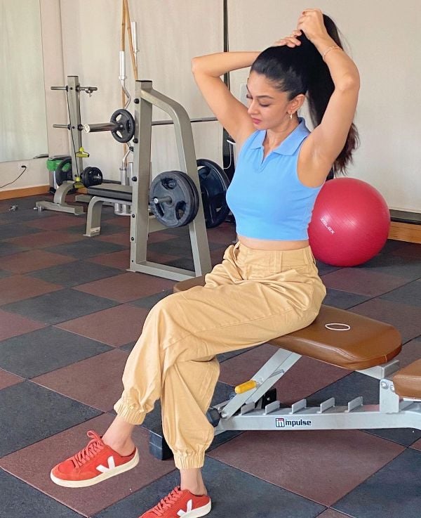 Aishwarya Arjun after a workout session