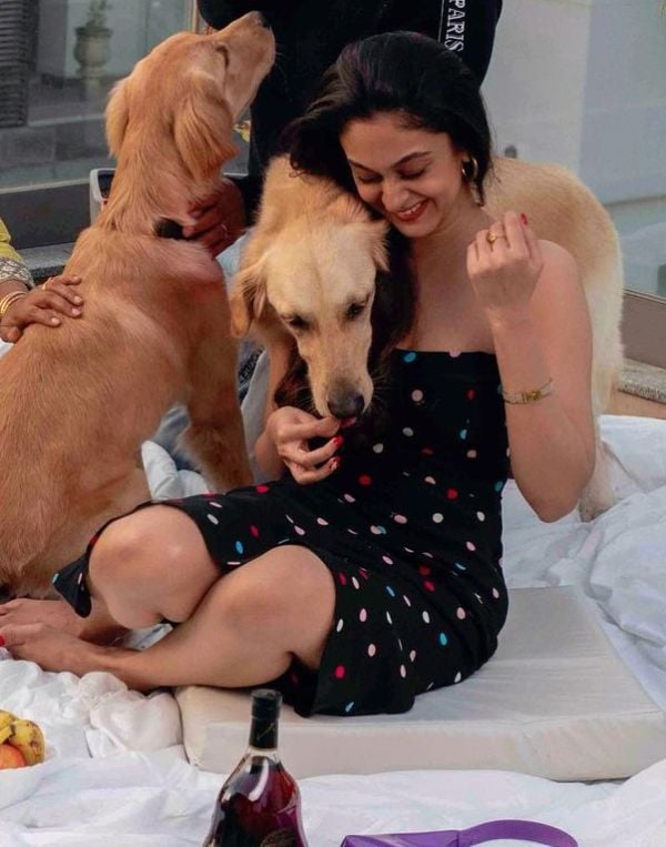 Aishwarya Arjun with her pet dogs