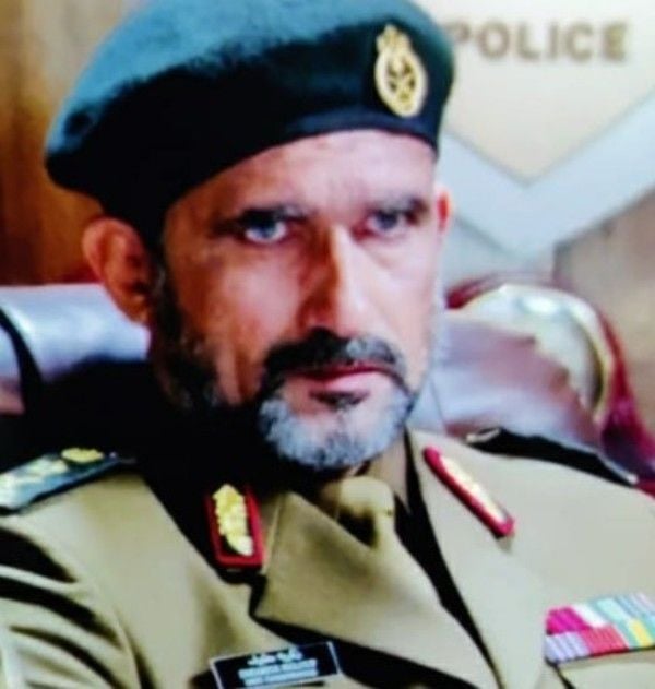 Ajit Shidhaye as a police inspector in a still from the Hindi film Khuda Hafiz (2020)