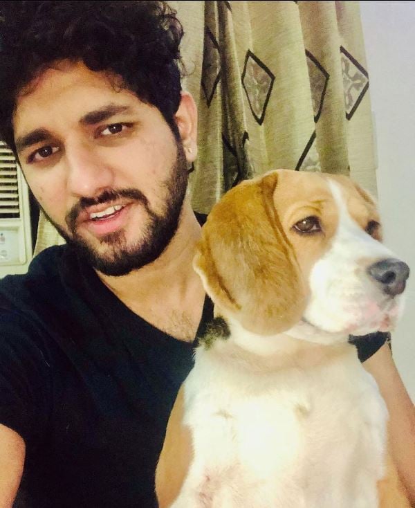 Ajitesh Bhati posing with his dog