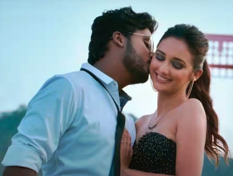 Akanksha in a still from her film Trivikrama