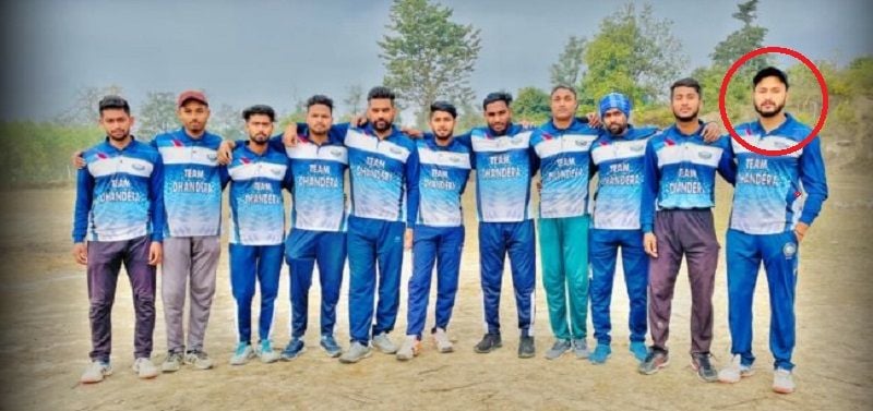 Akash Madhwal with the Dhandera XI cricket team