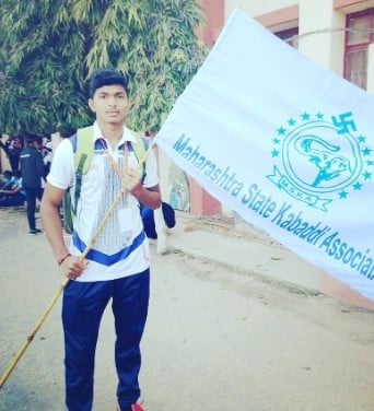 Akash Shinde posing for Maharashtra State Kabaddi Association