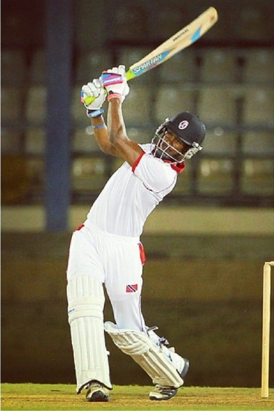 Akeal Hosein playing cricket during his early days