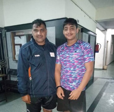 Akshay Jaywant Bodake with his coach at SAI, Gandhinagar, Gujarat