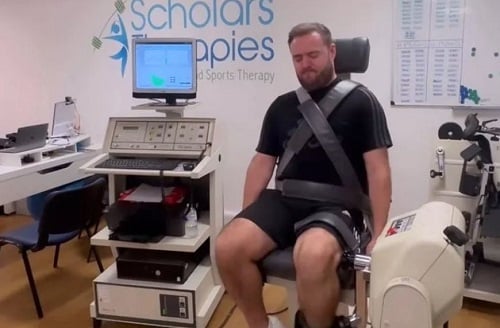 Alan Halsall after his knee surgery