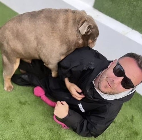 Alan Halsall with his pet dog