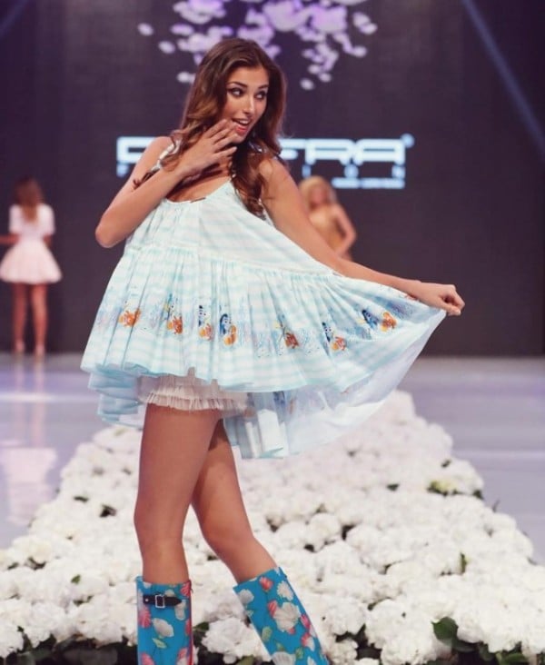 Aleksandra Bogdanska walking the ramp at the Sofia Fashion Week in Sofia, Bulgaria, in 2016