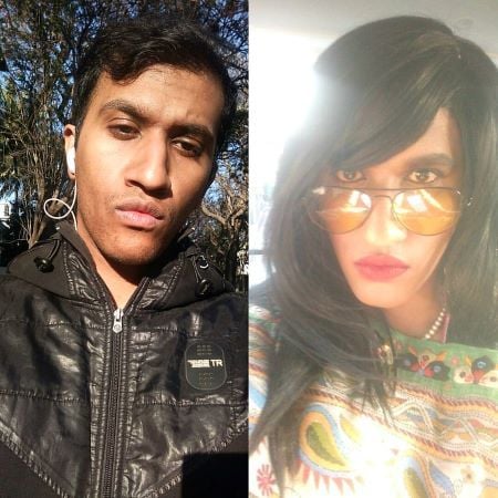 Alex Mathew as himself and Maya the Drag Queen