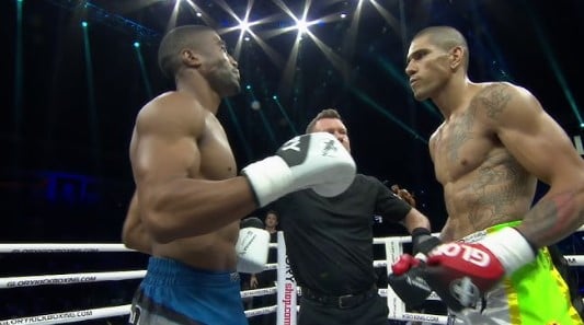 Alex Pereira while fighting with Donegi Abena at Glory 68