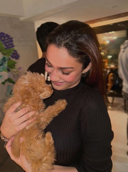 Alfia Jafry with her pet dog