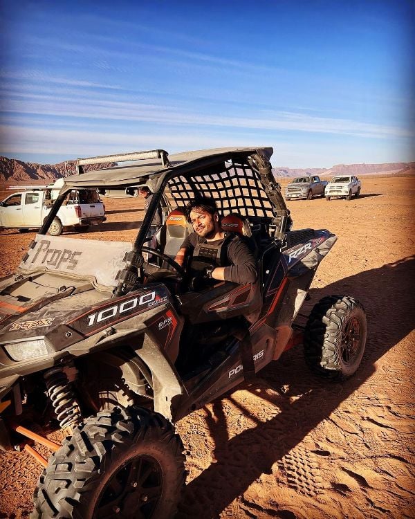 Ali Fazal during a desert safari in Dubai