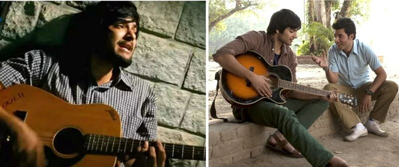 Ali Fazal while playing the guitar in the films