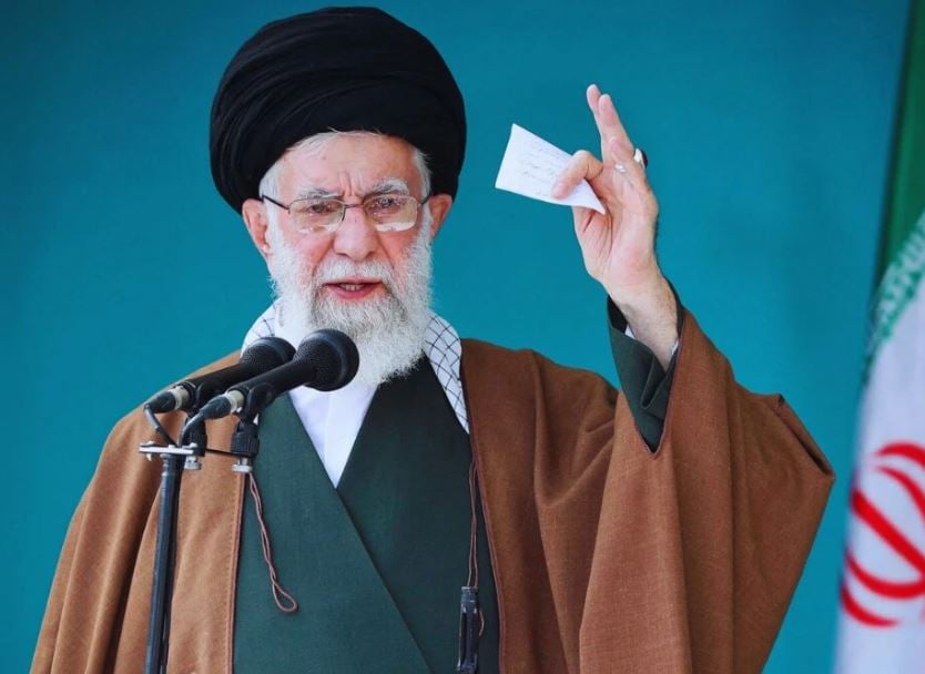 Ali Khamenei during a public address as the Supreme Leader of Iran
