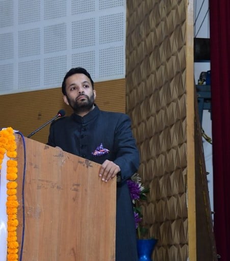 Ali Khan Mahmudabad while delivering a lecture