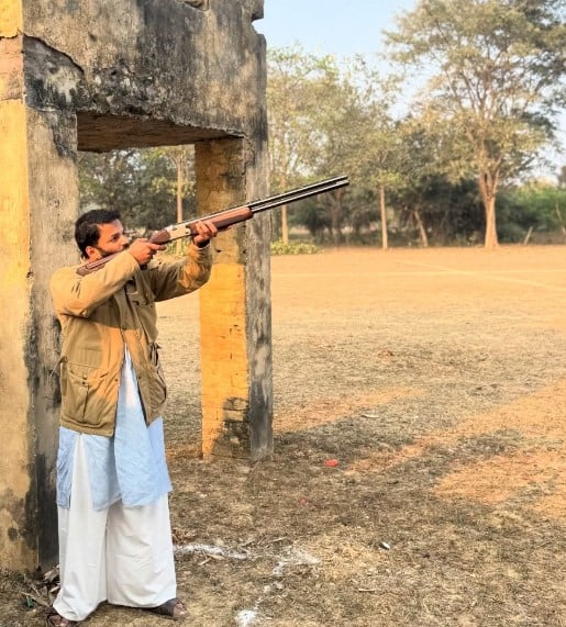 Ali Khan Mahmudabad while practising shooting